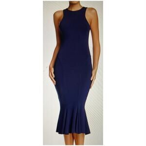 Nadia Tarr Navy blue trumpet dress bodycon mermaid Intermix size XS